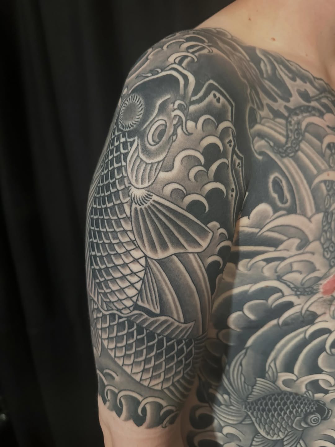 Tattoo by @haleymctattoos — japanese_irezumi, black_and_grey