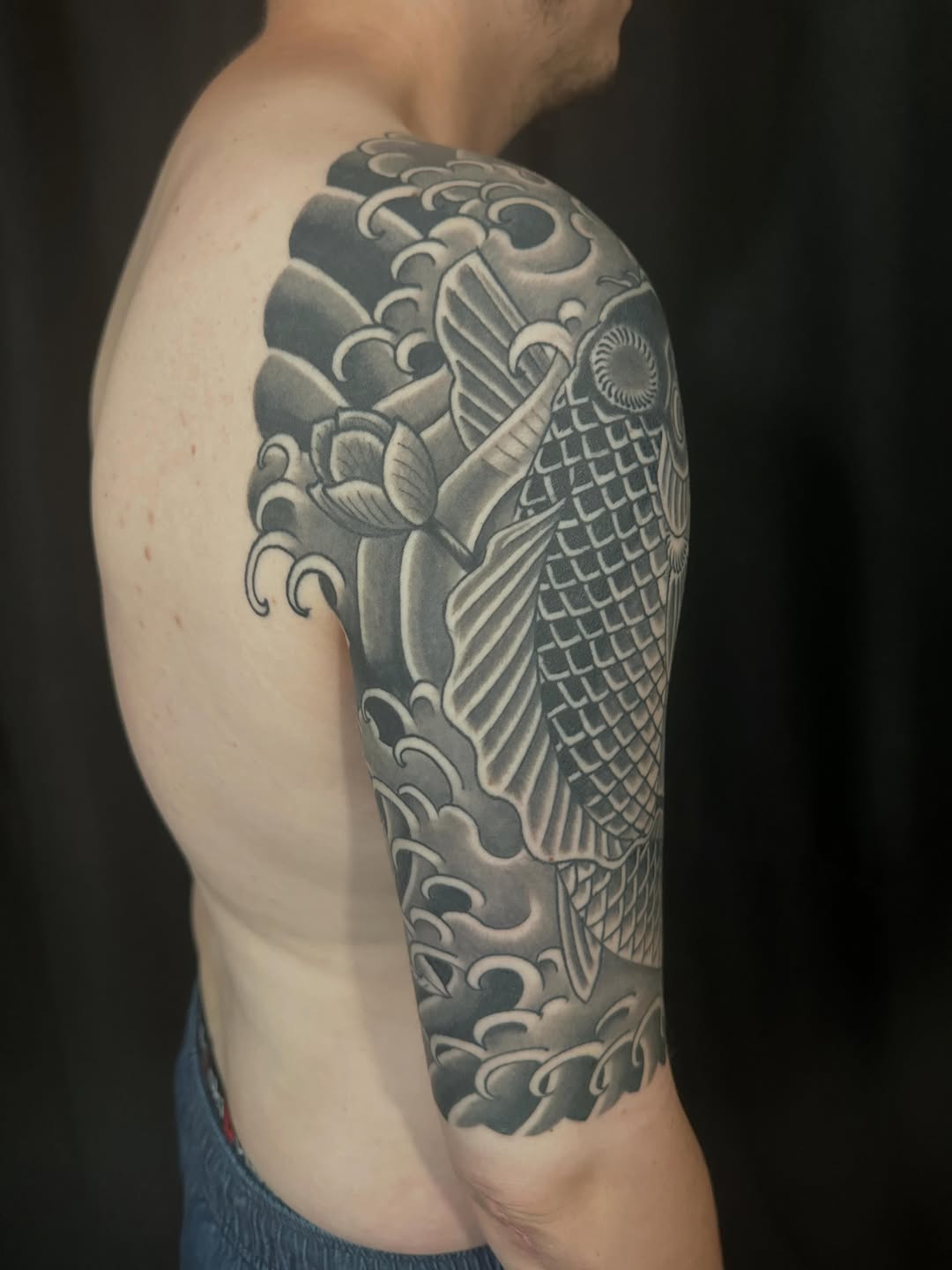 Tattoo by @haleymctattoos — japanese_irezumi, black_and_grey