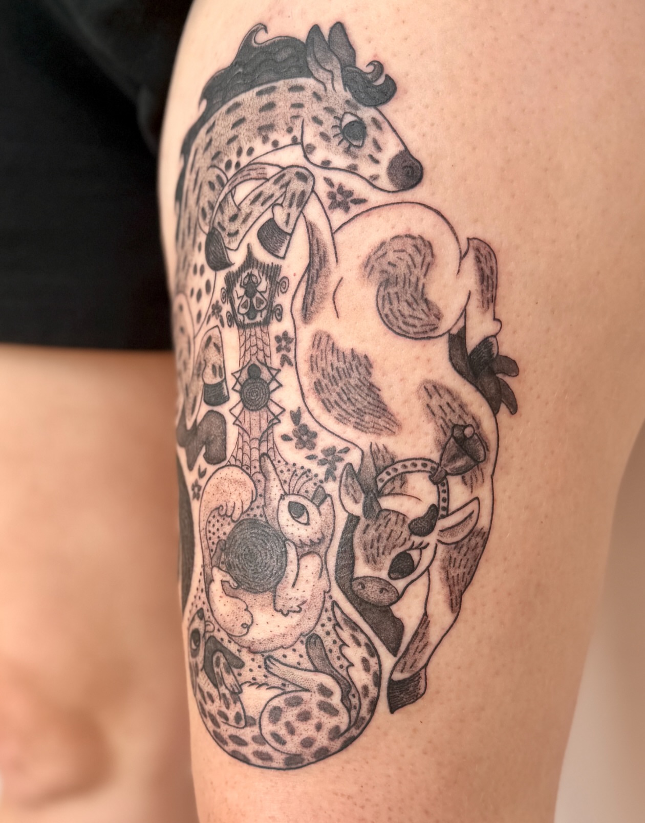 Tattoo by @pollenpowder — dotwork, black_and_grey