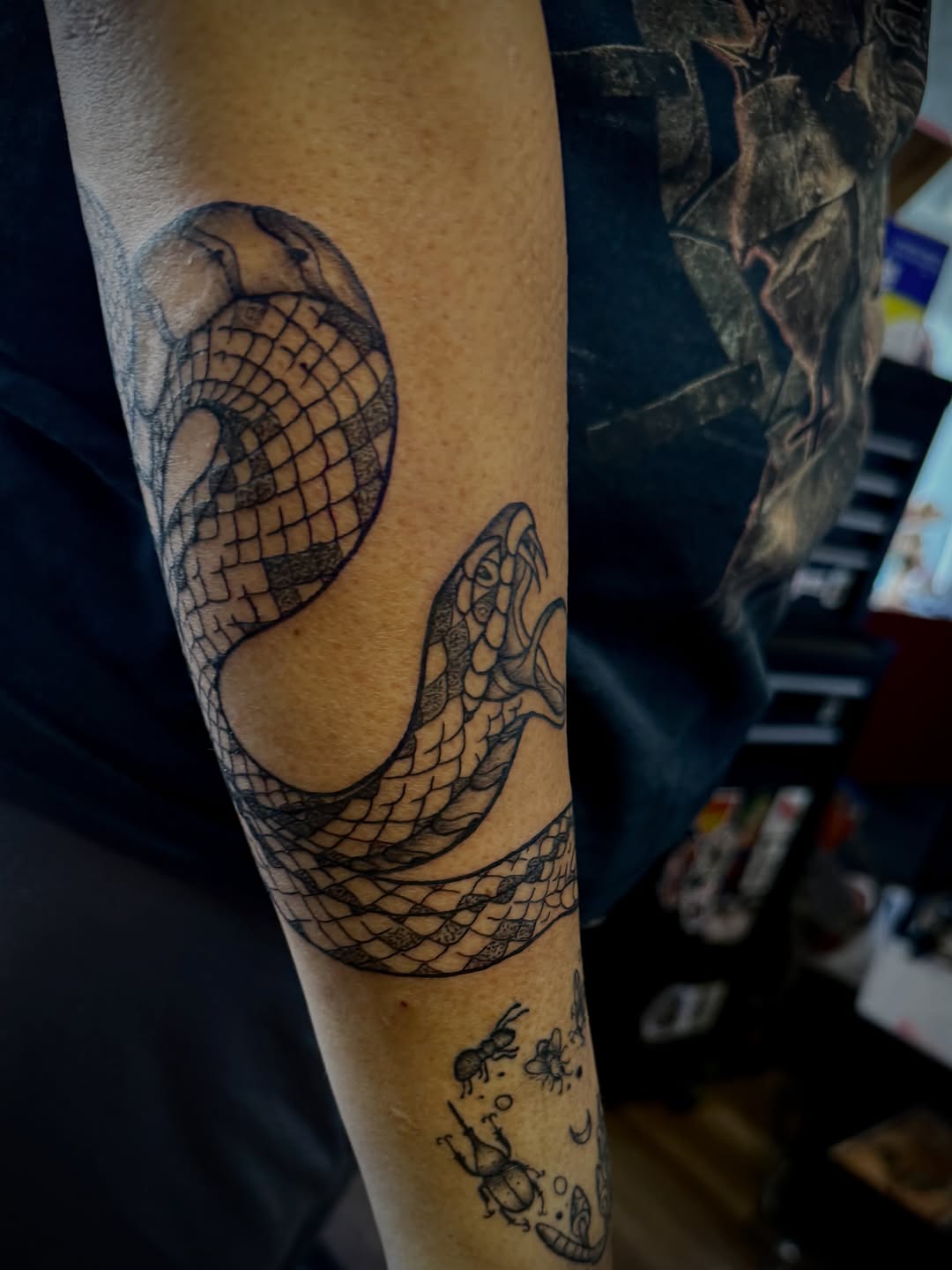 Tattoo by @steviesbook — black_and_grey, realism