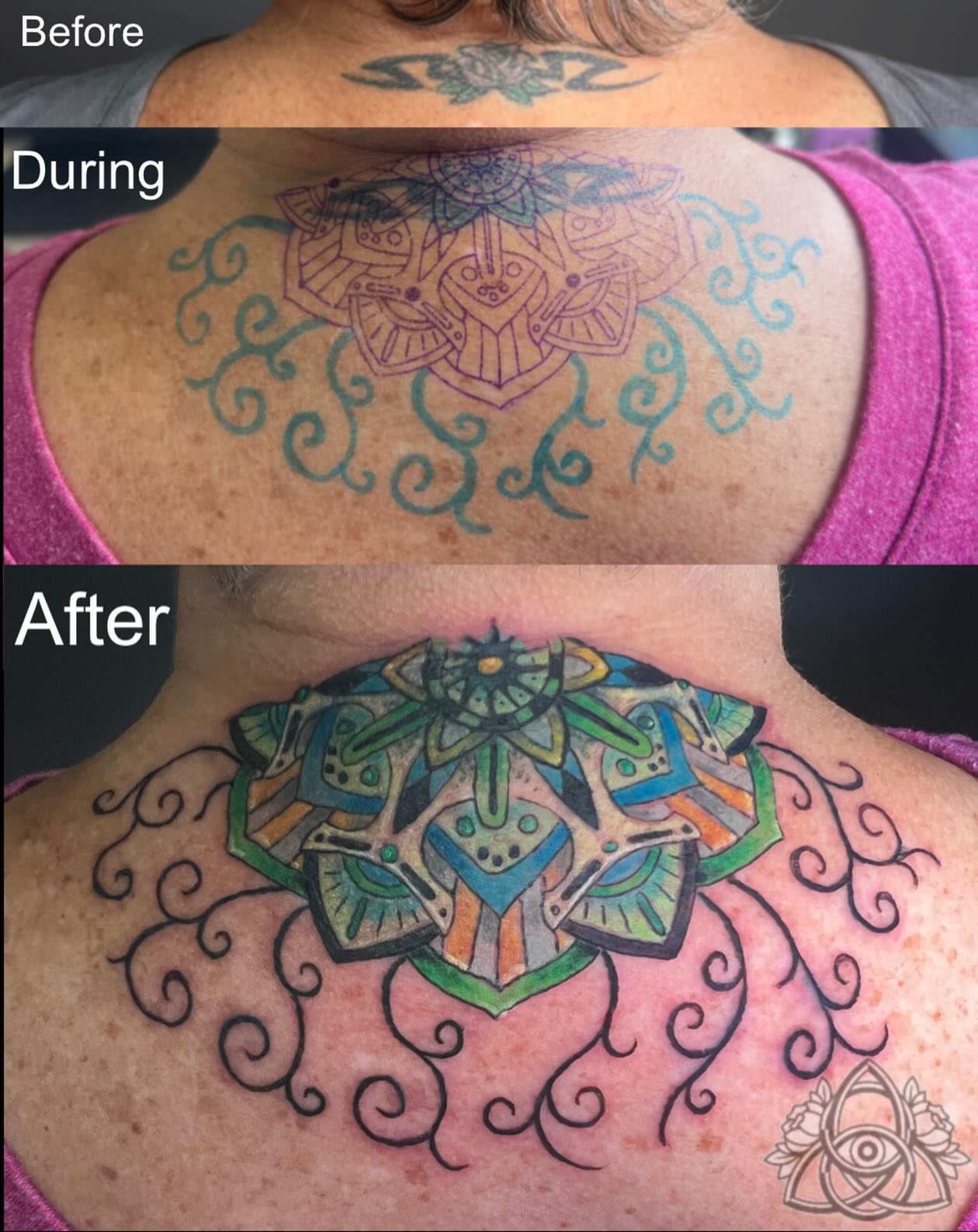 Mandala geometric tattoo on the back by Michael - Tattoo Garden Everett, Everett, Washington