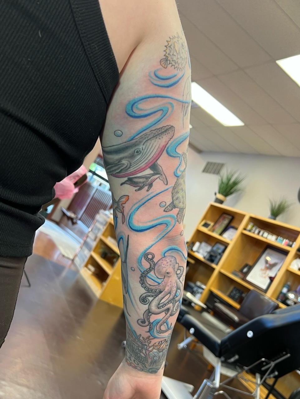 Whale and octopus realism tattoo on the forearm by ๐๐ฒ๐ต๐ ๐๐ช๐พ๐ป๐ฒ๐ต๐ช ๐ฃ๐ช๐ฝ๐ฝ๐ธ๐ธ๐ผ
