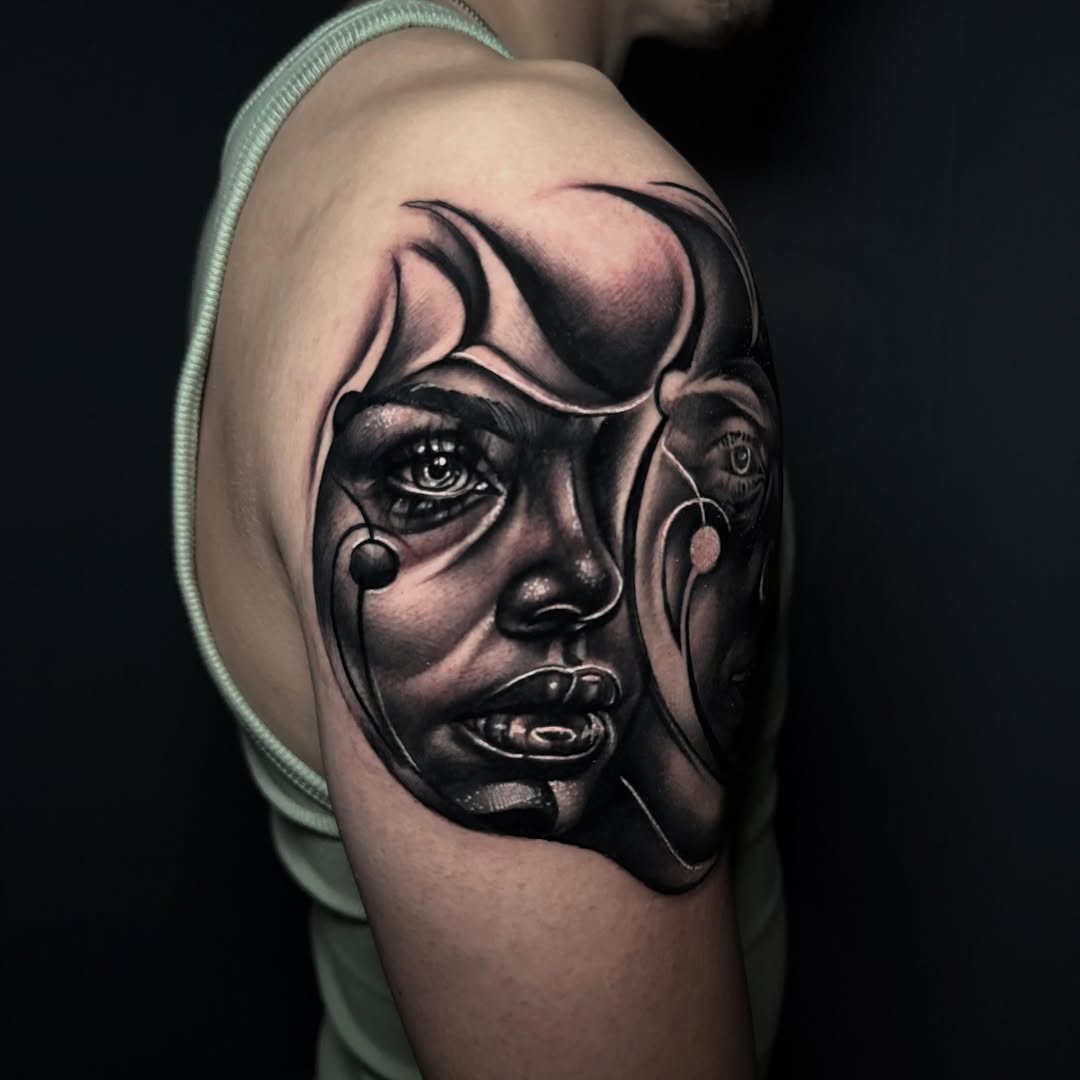Tattoo by @kat_tattooer — realism, black_and_grey