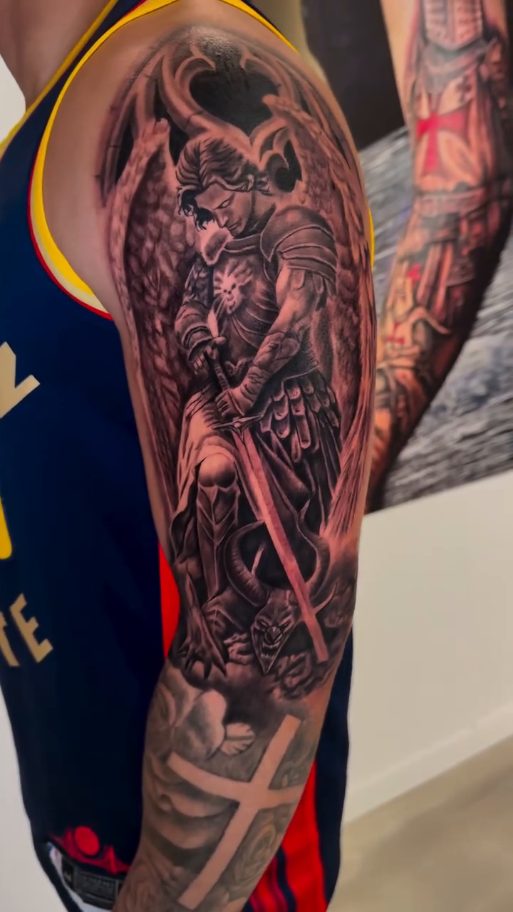 Angel warrior realism tattoo by Brandon Patino