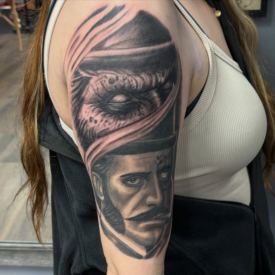 Tattoo by @tattoos_by_jack13 — realism, black_and_grey