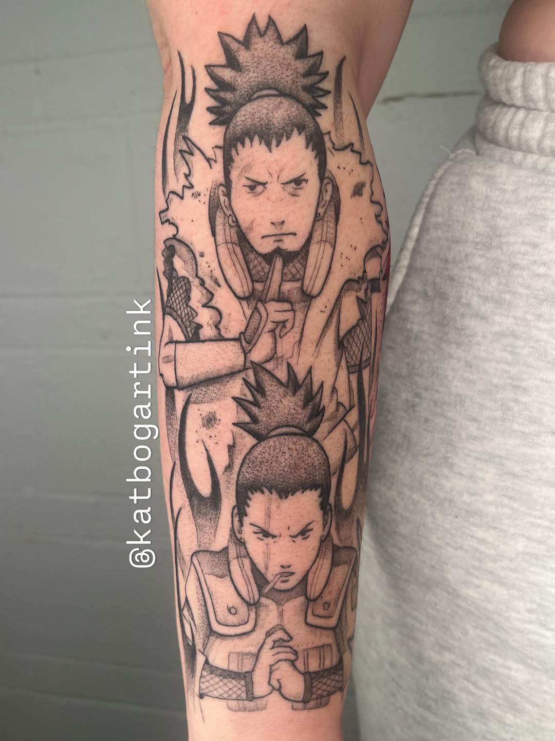Tattoo by @katbogartink — anime, dotwork
