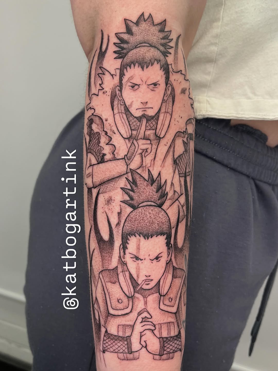 Tattoo by @katbogartink — anime, dotwork