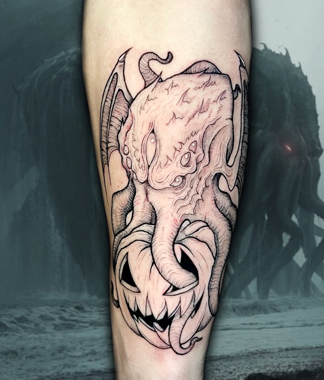 Tattoo by @theghouligan — dark_realism, black_and_grey