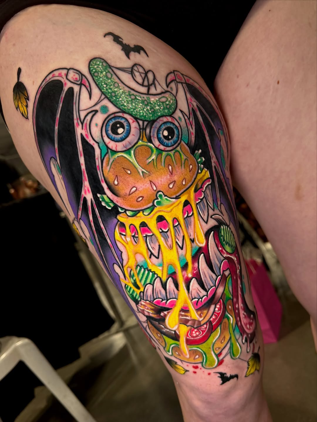 Tattoo by @wadetitusart — new_school, trash_polka