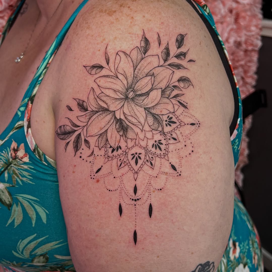 Tattoo by @venomxdesigns β fine_line, dotwork