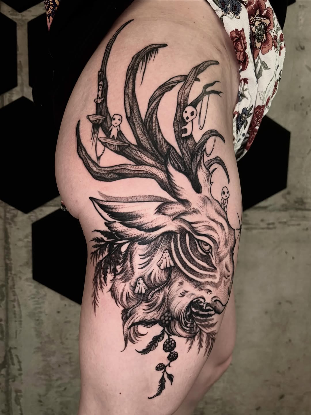 Tattoo by @haileypaetztattoos — black_and_grey, dotwork