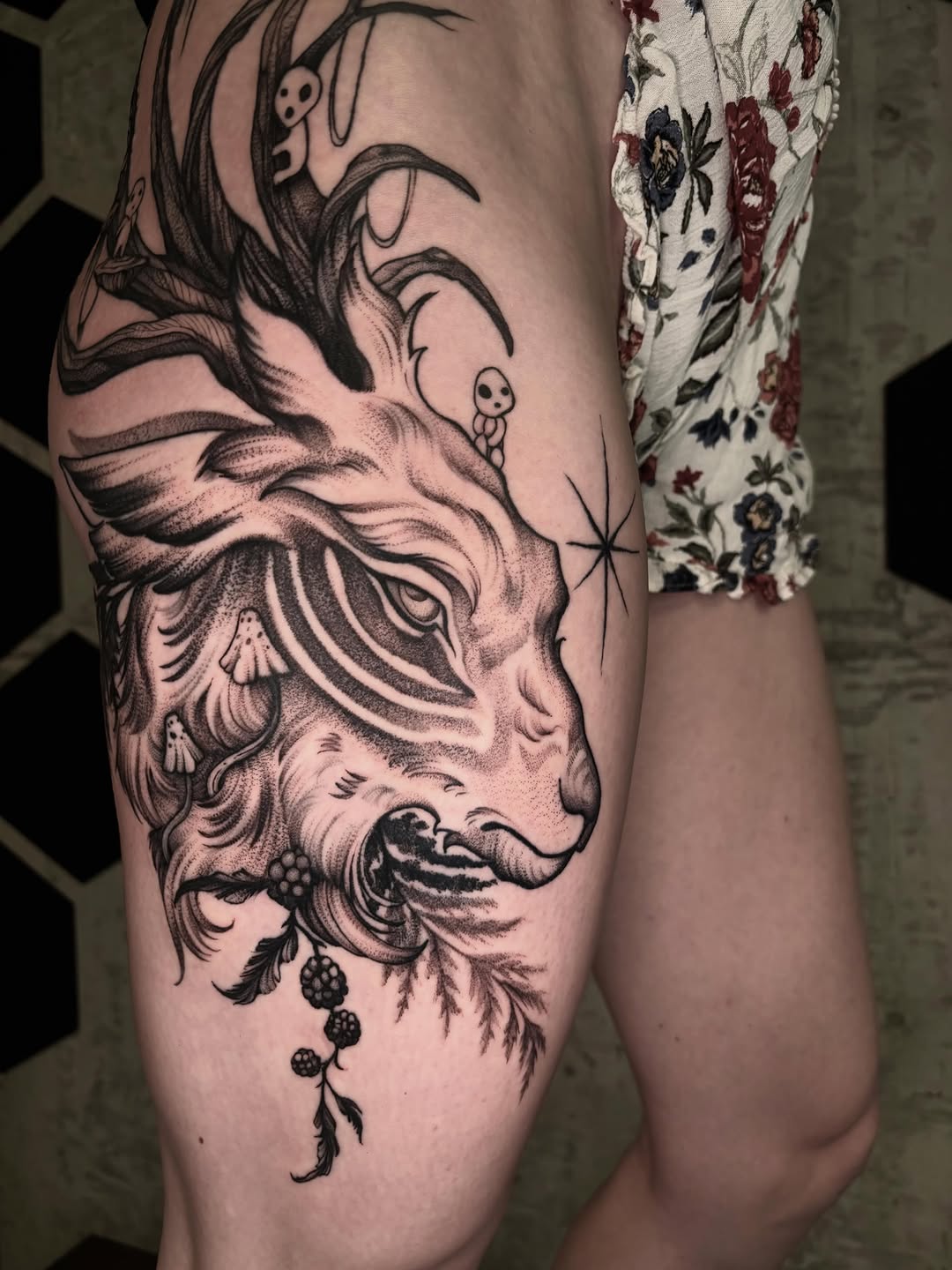 Tattoo by @haileypaetztattoos — black_and_grey, illustrative