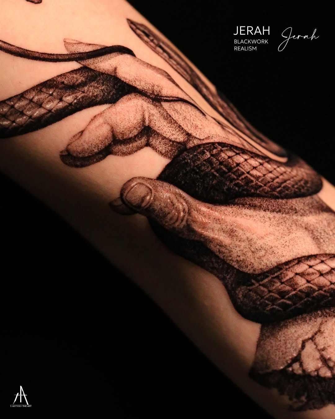 Tattoo by @t.arttoo_jerah — realism, blackwork