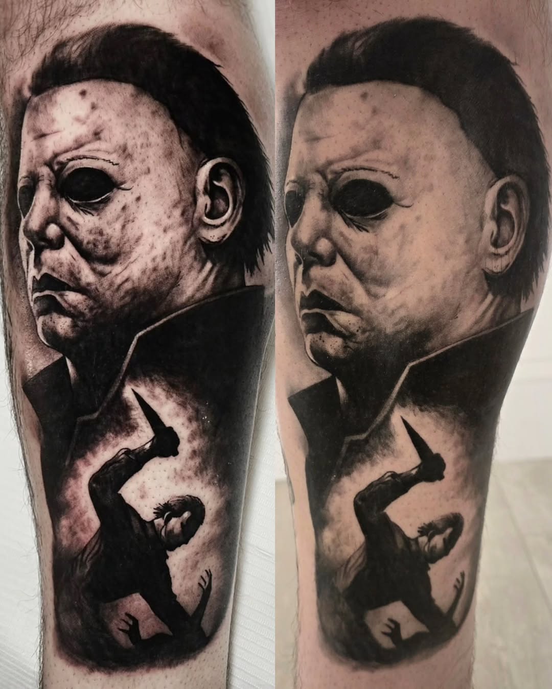 Michael Myers from Halloween realism tattoo on the forearm by ʙʀɪᴀɴɴᴀ 𝒁𝑶𝑴𝑩𝑹𝑰𝑬 ᴛᴀᴛᴛᴏᴏꜱ