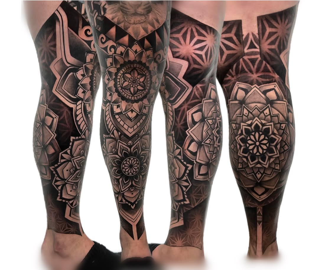 Tattoo by @girlwiththefoxtattoo — geometric, black_and_grey