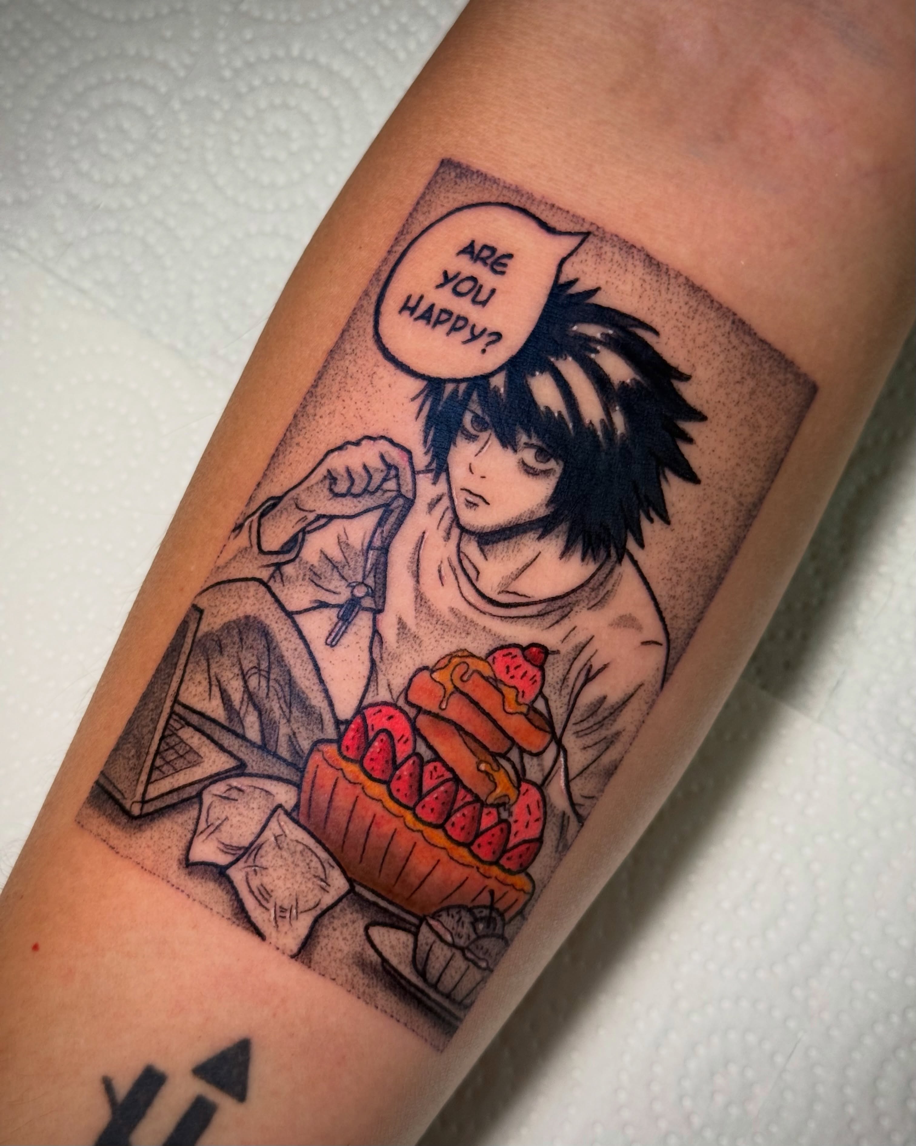 Tattoo by @create.inks — dotwork, anime