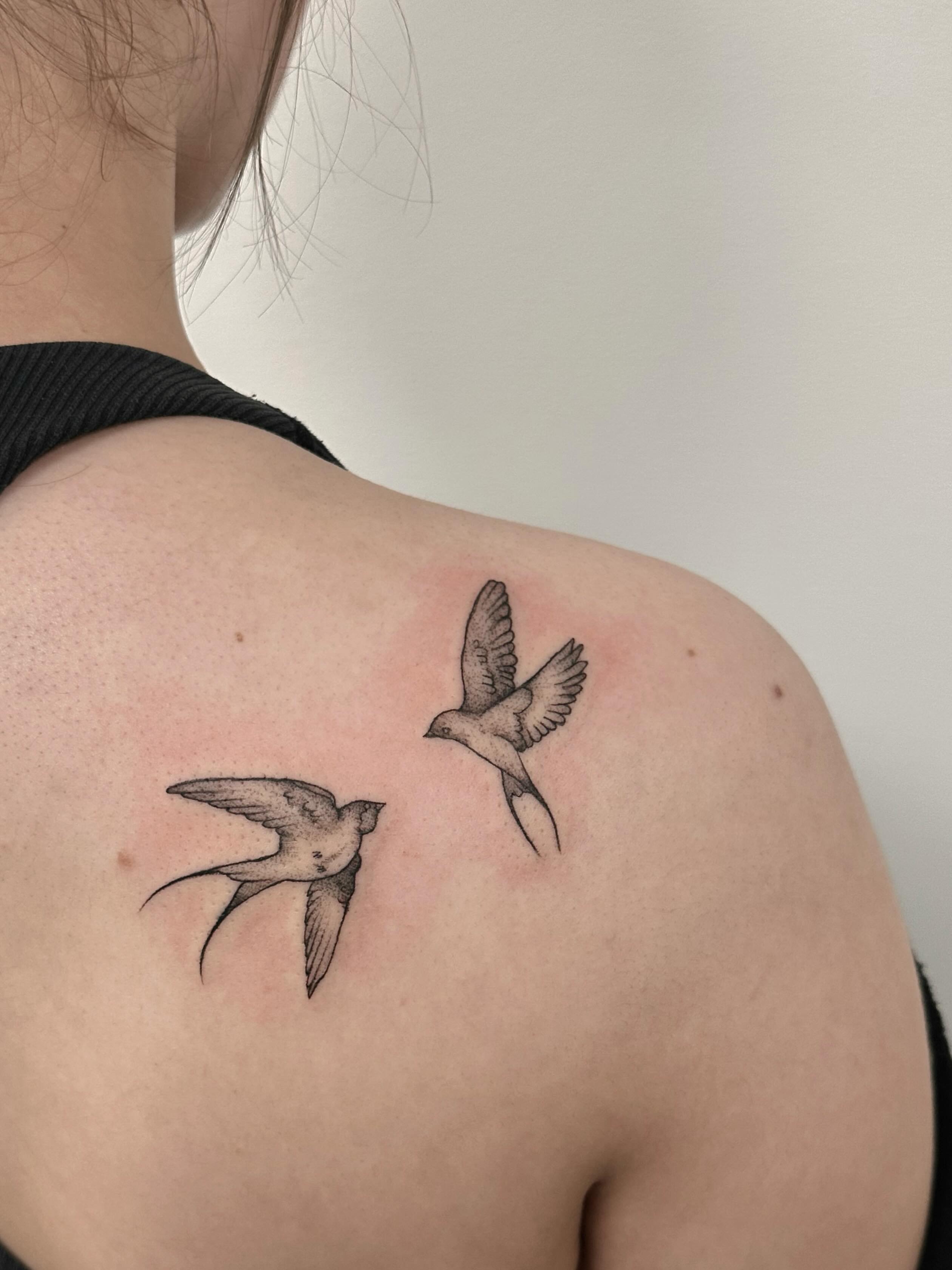 Tattoo by @shroomgrrrl — black_and_grey