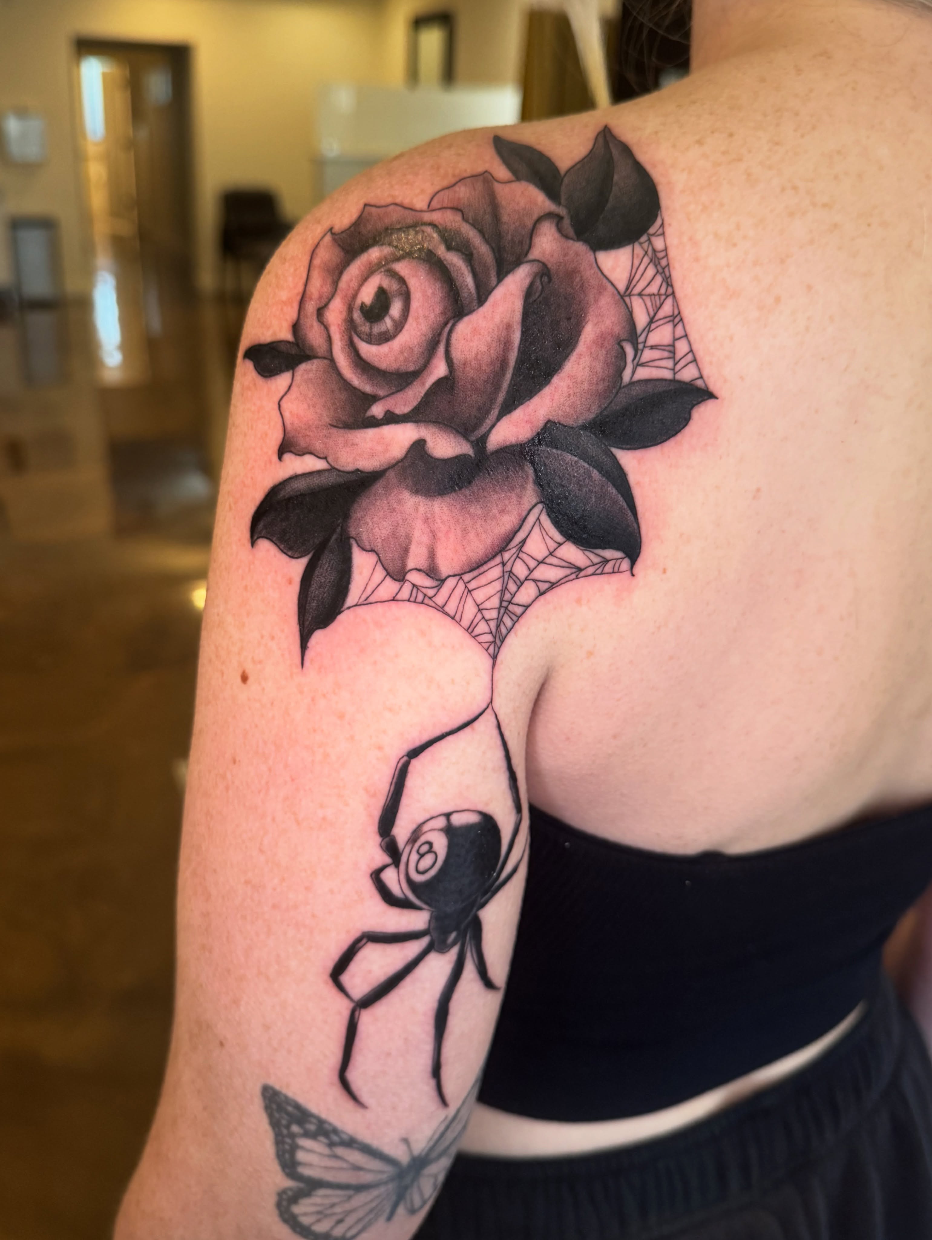 Tattoo by @shoppertattoo — black_and_grey, realism