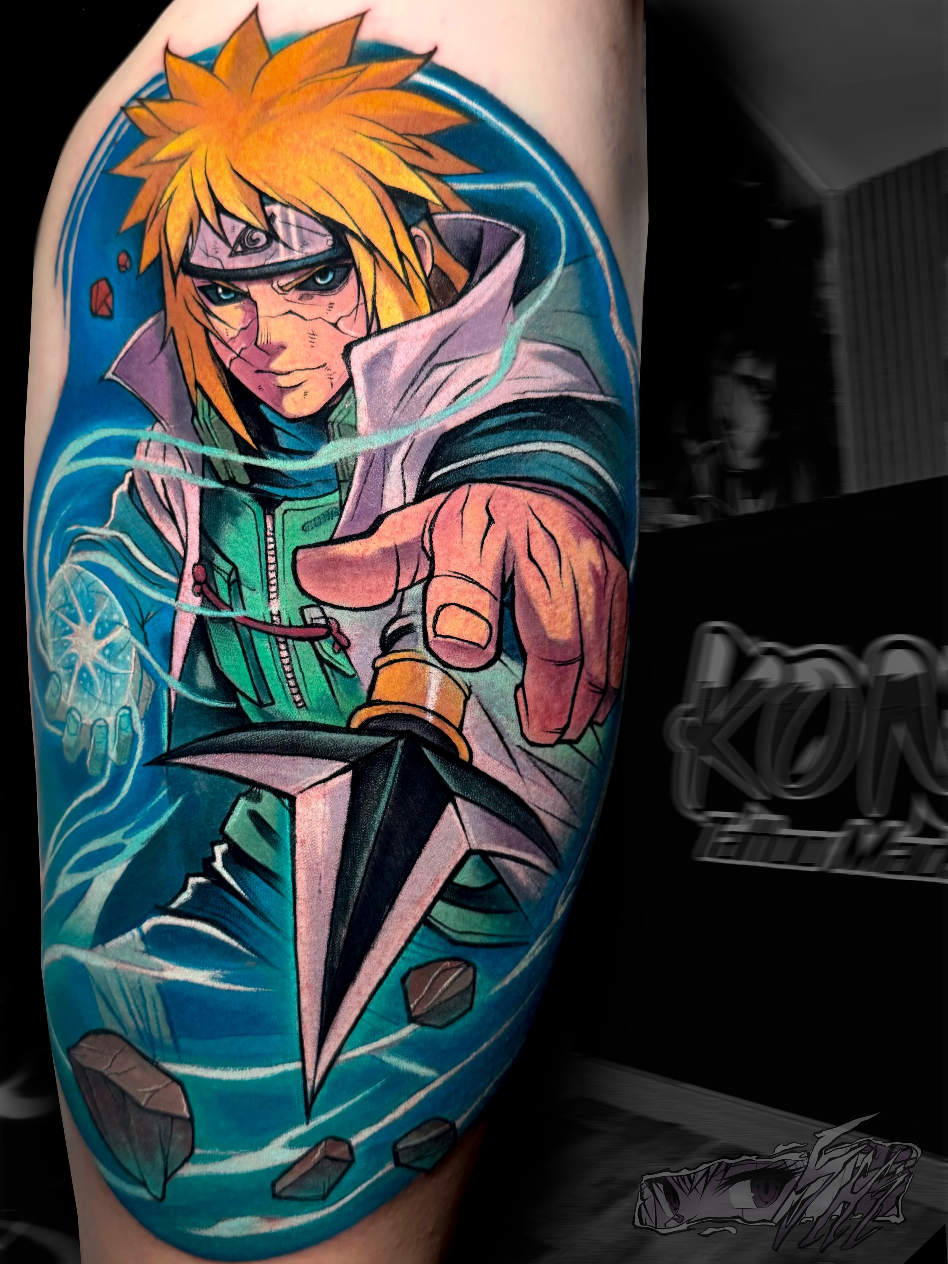 Anime character anime tattoo on the forearm by Iván Pelegrín Medina