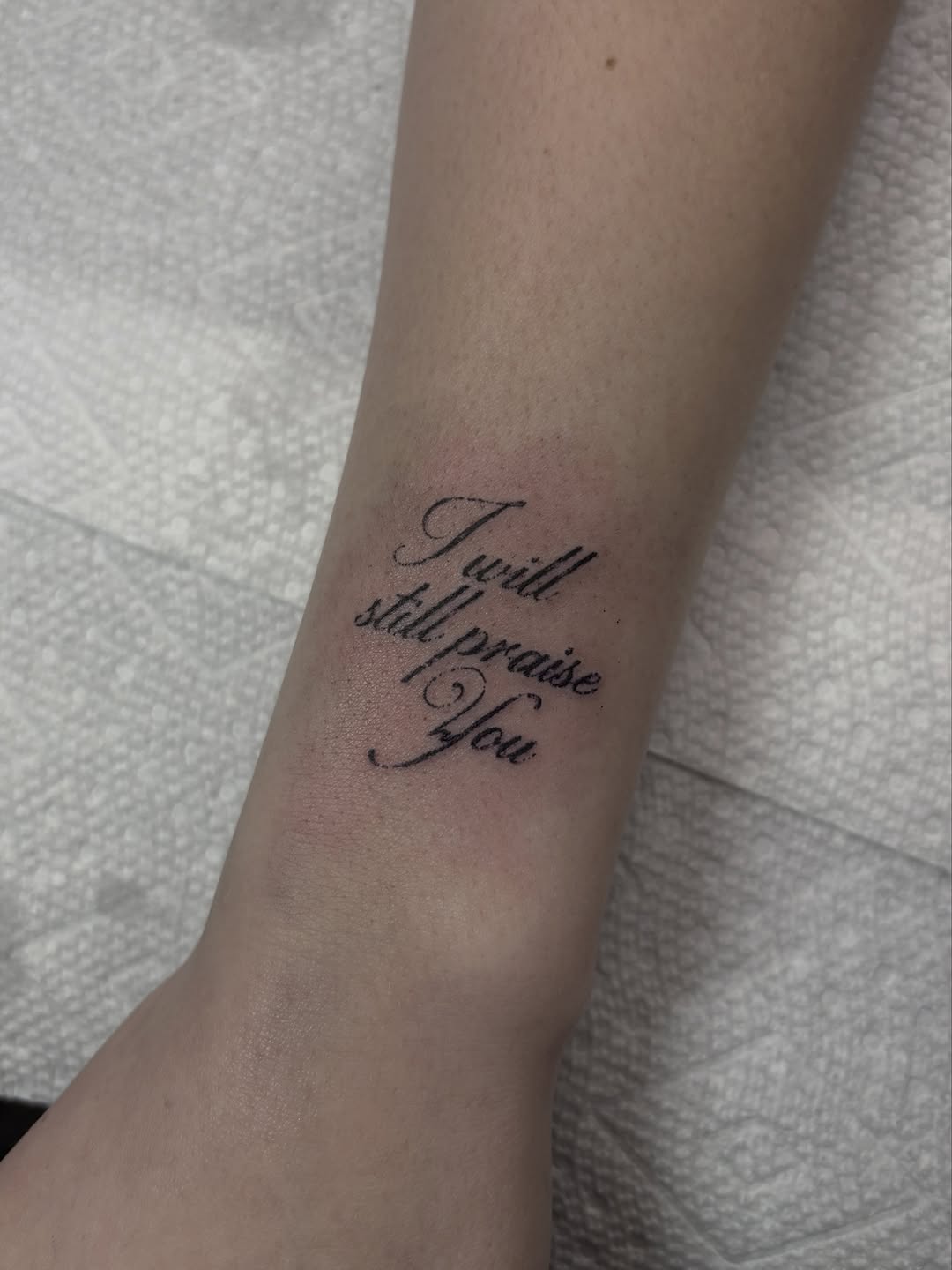 Tattoo by @harleetattoos — lettering_script, fine_line