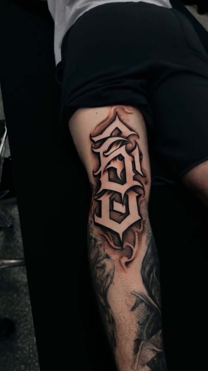 Tattoo by @tat2caps602 โ lettering_script, black_and_grey