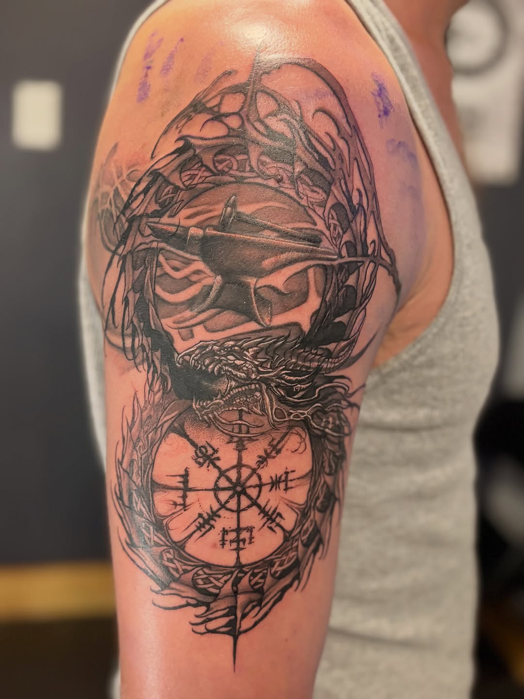 Tattoo by @sladesink — black_and_grey, realism