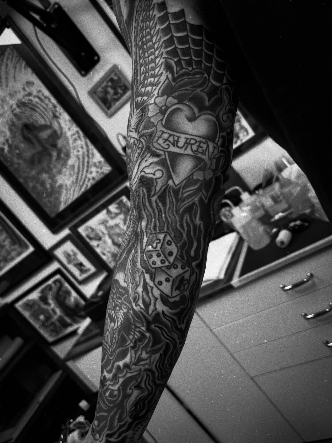 Tattoo by @losgonzaleztattoo — american_traditional, black_and_grey