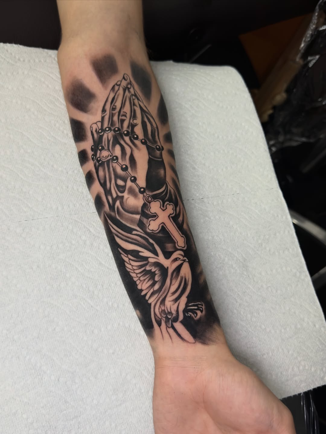 Chicano tattoo on the forearm by Richard
