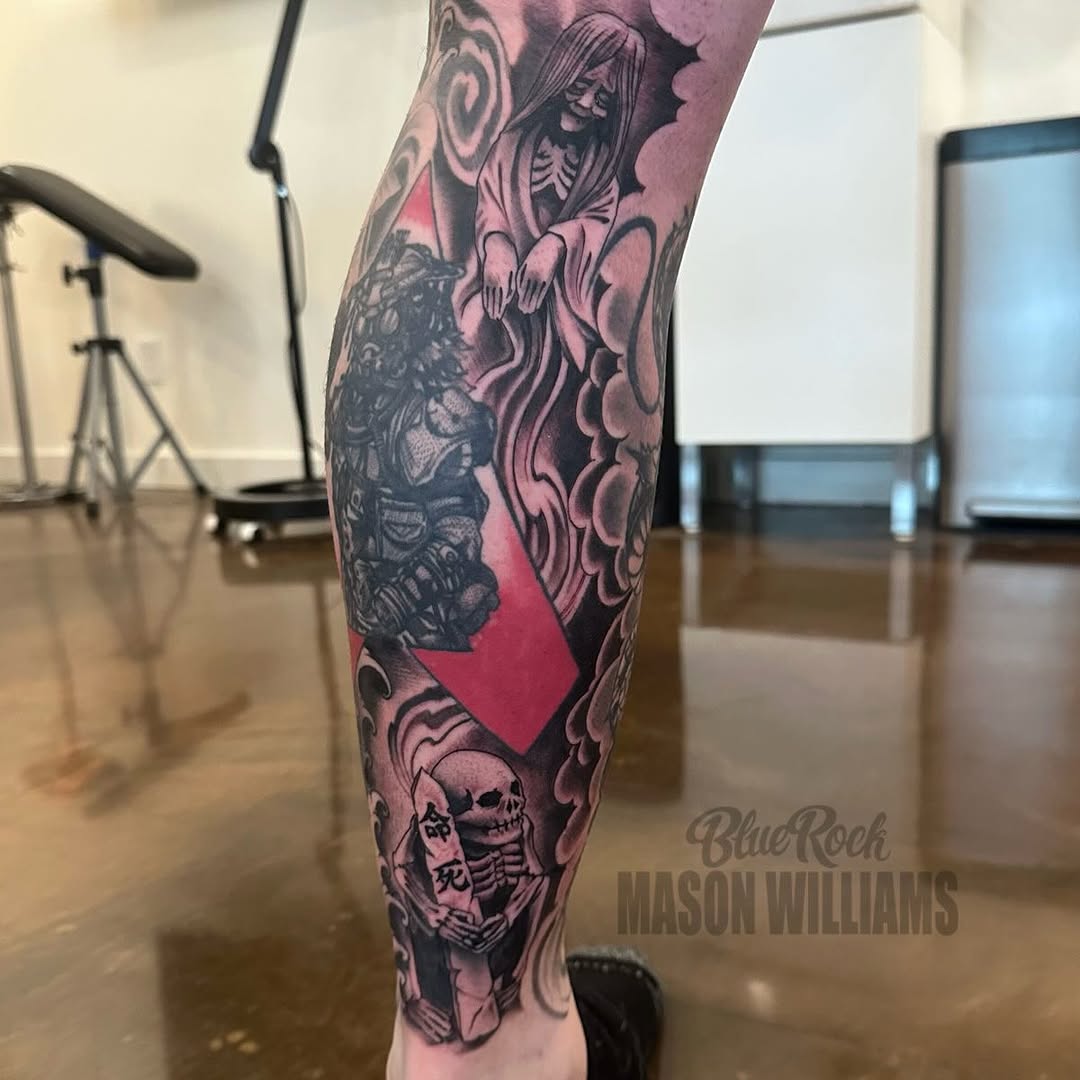 Tattoo by @arclighttattoo — japanese_irezumi, black_and_grey
