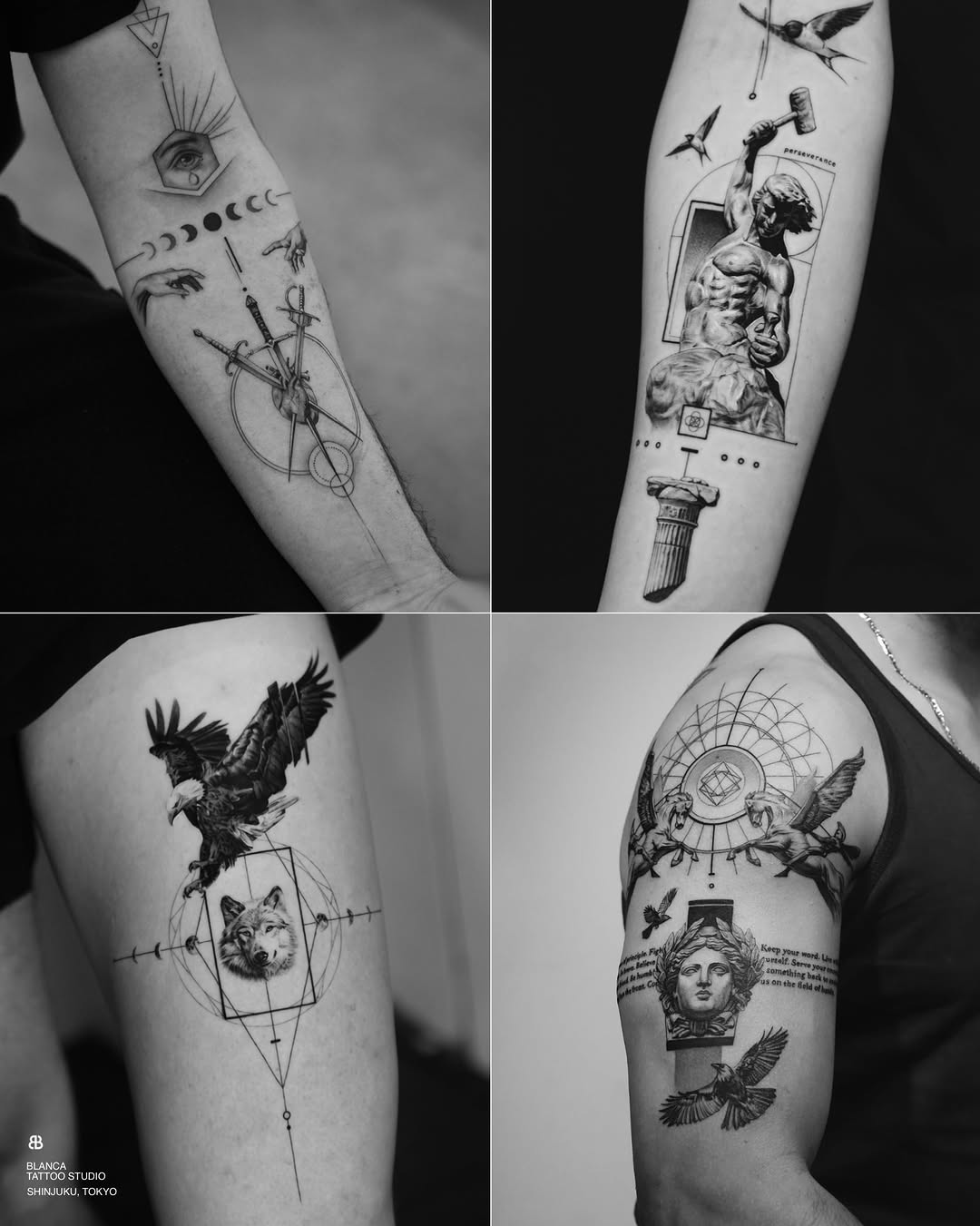 Tattoo by @kidneedle_tattoo — geometric, black_and_grey