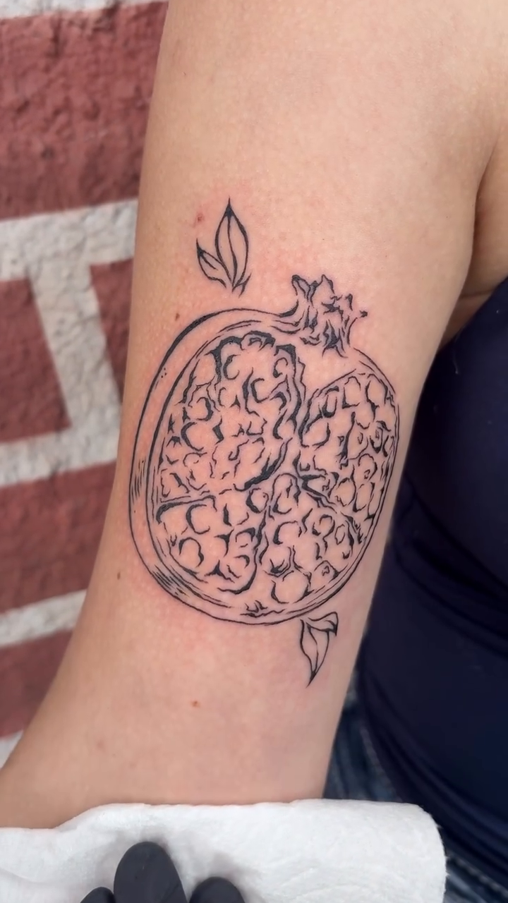 Pomegranate tattoo sketch tattoo on the forearm by izzy solae