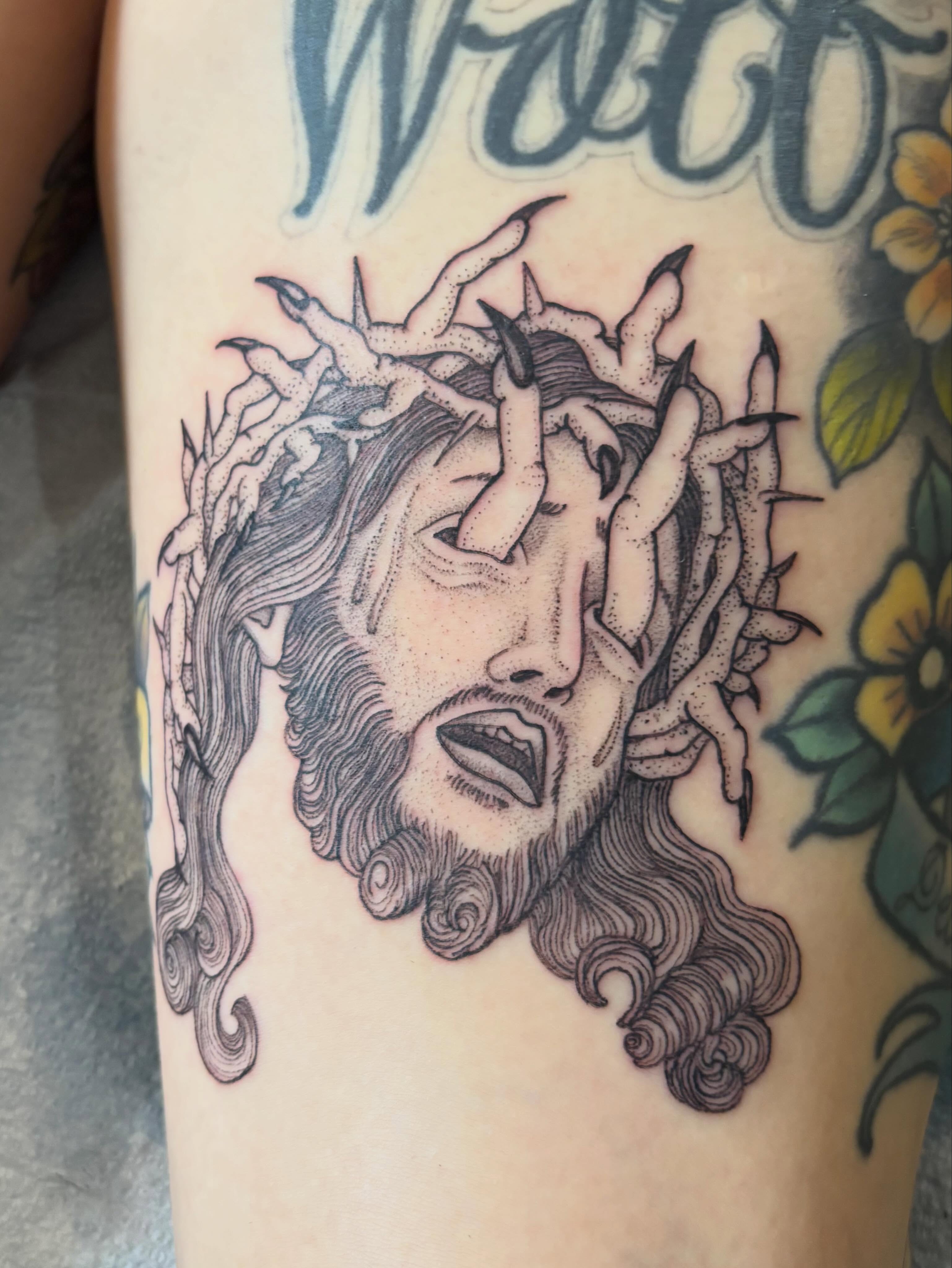 Tattoo by @softcorehorror — dotwork, realism