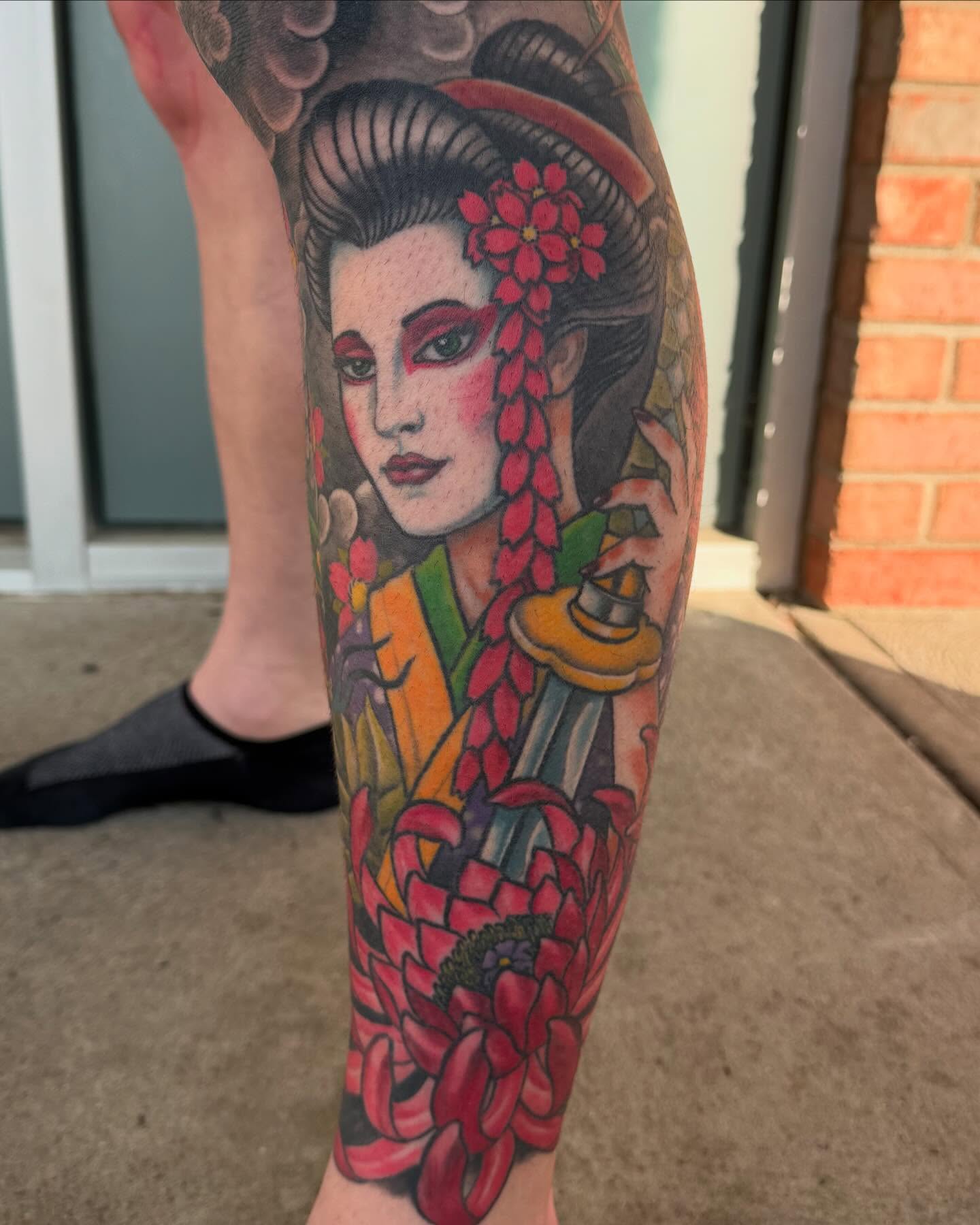 Geisha japanese irezumi tattoo on the forearm by Jesse Gray