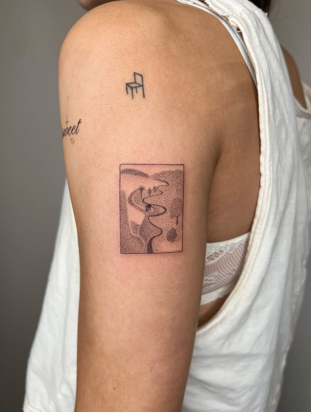 Tattoo by @thankyouforpoking — dotwork, fine_line