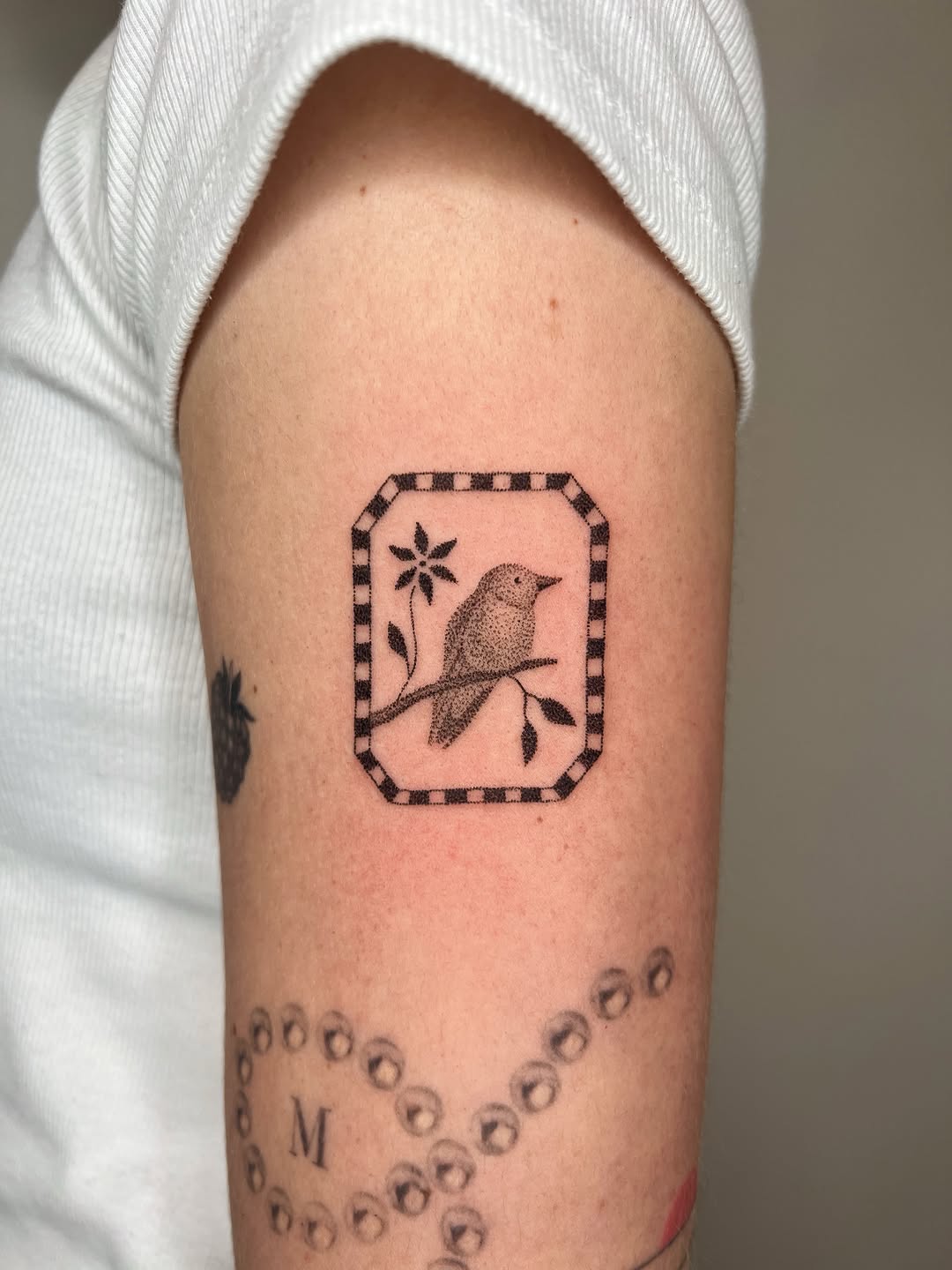 Tattoo by @thankyouforpoking — dotwork, fine_line