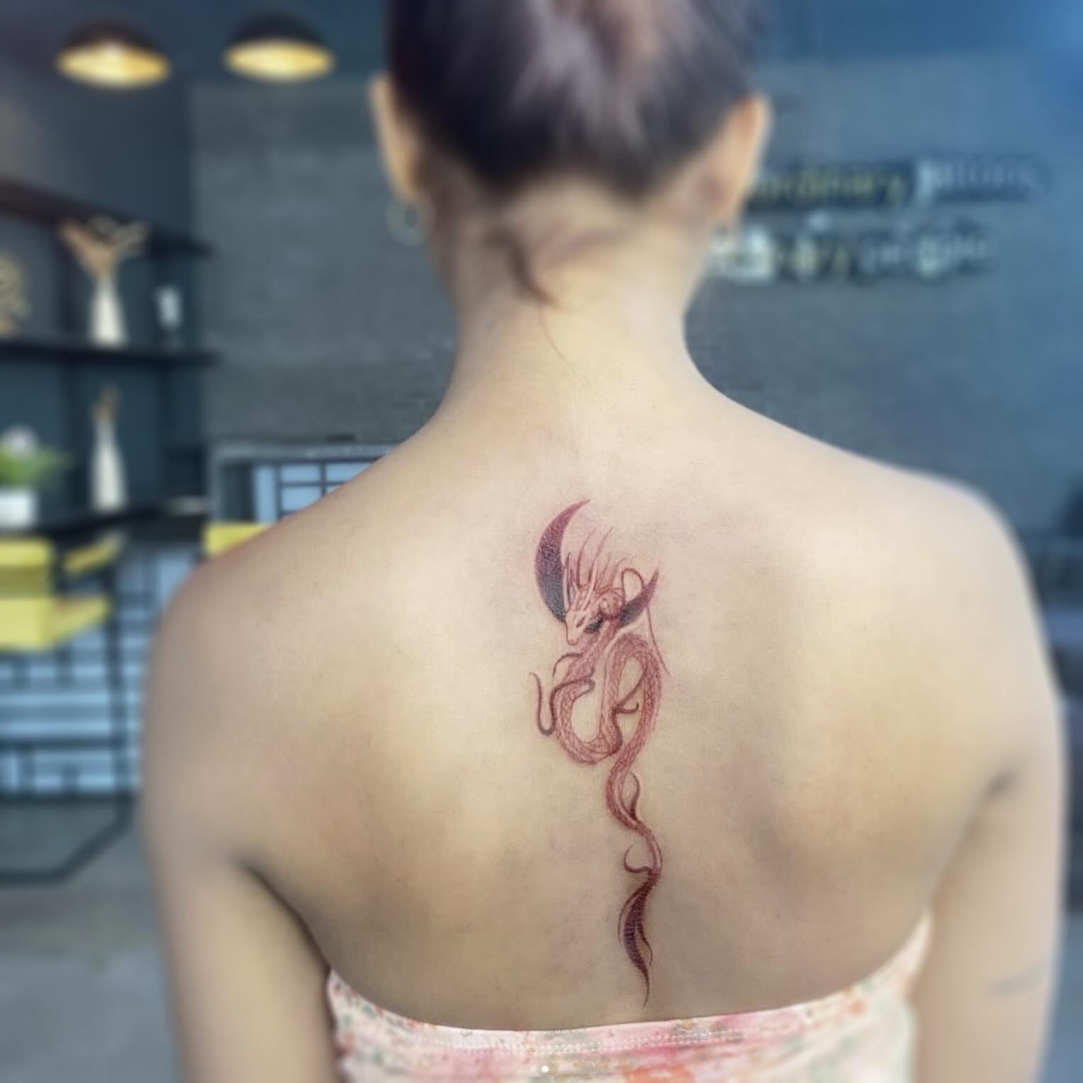 Dragon dotwork tattoo on the back by R o s e