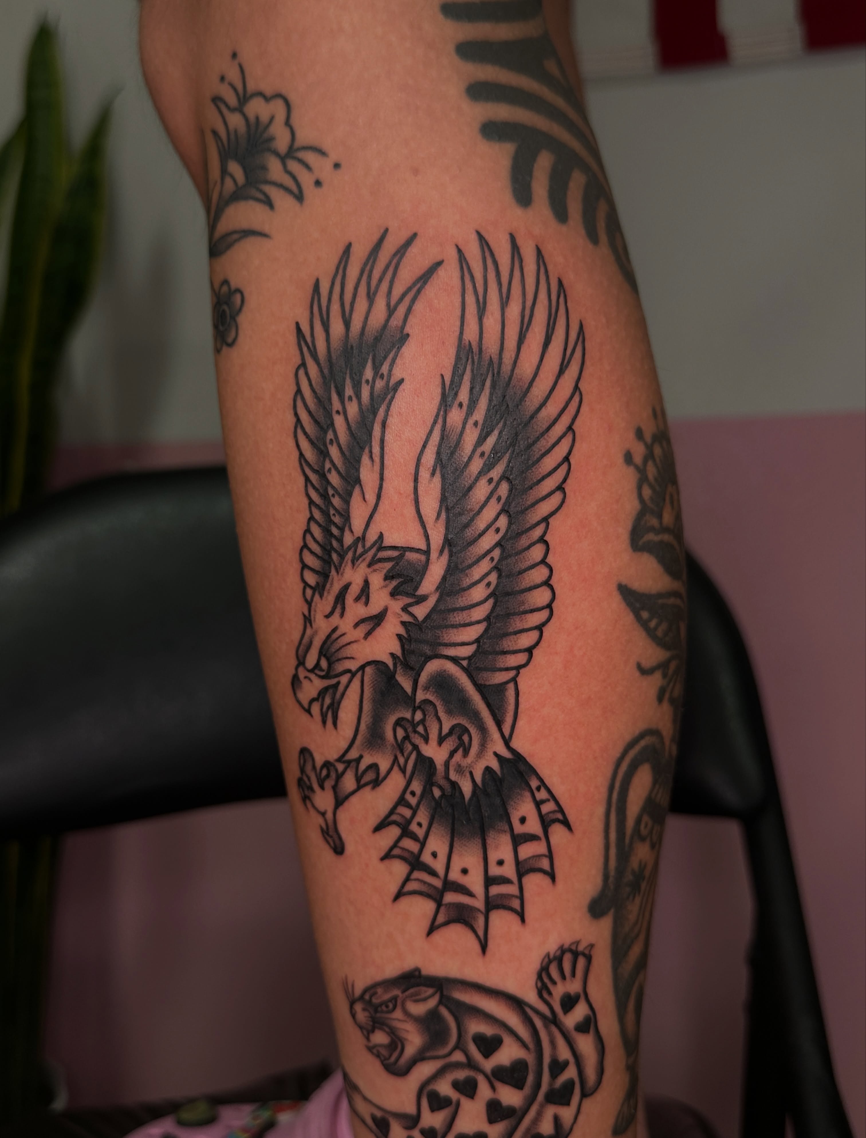 Eagle American traditional tattoo on the forearm by ⊹₊⟡⋆ 𝕵𝖔𝖎𝖊 ⊹₊⟡⋆