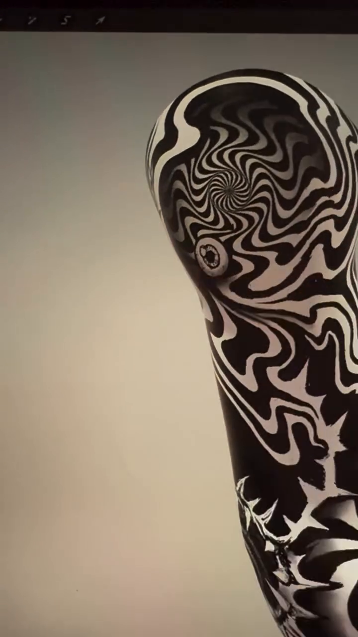 Abstract optical illusion sleeve surrealism tattoo on the upper arm by Erin Blaney