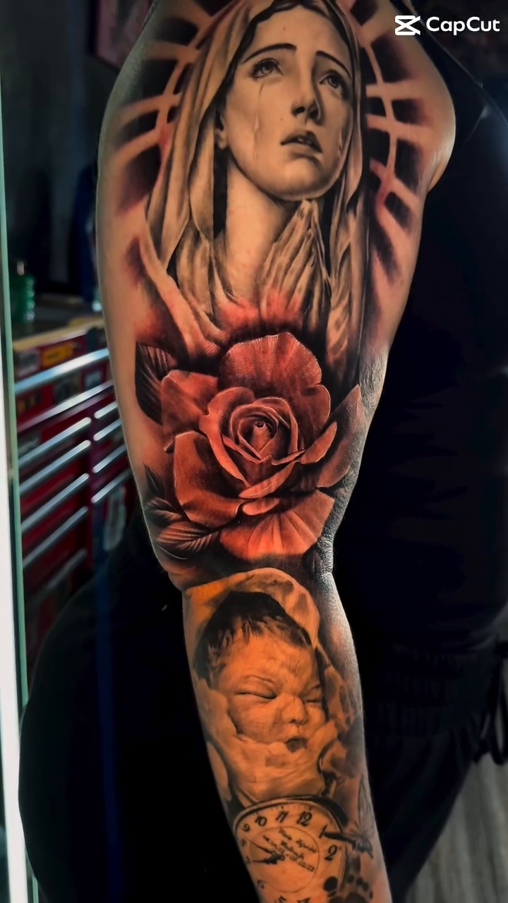 Tattoo by @robbie_ramos_tattoos β realism, black_and_grey