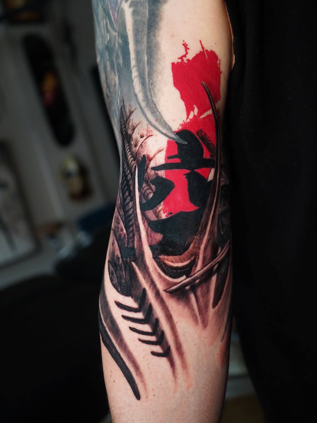 Tattoo by @darlgnau — trash_polka, black_and_grey