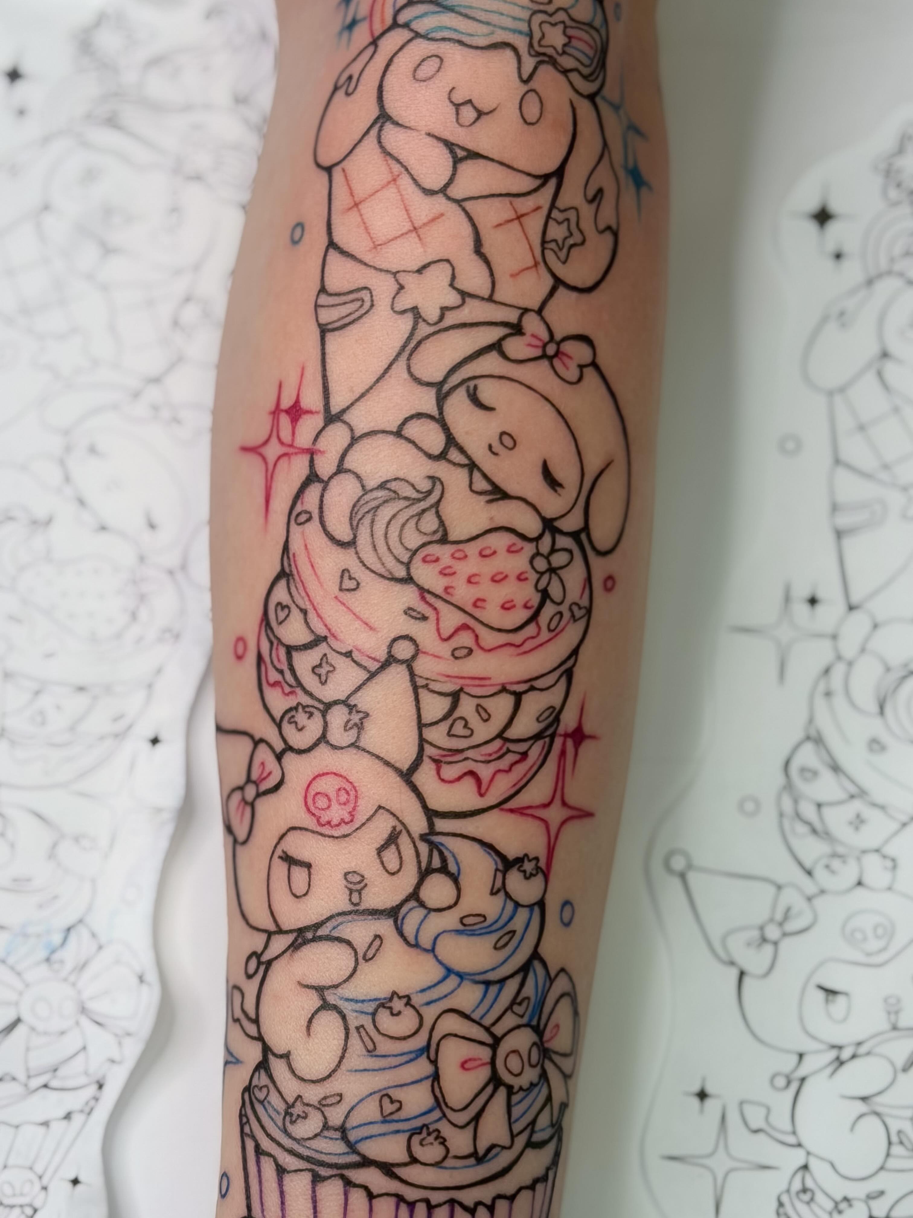Tattoo by @nitelite.tattoos — dotwork, anime