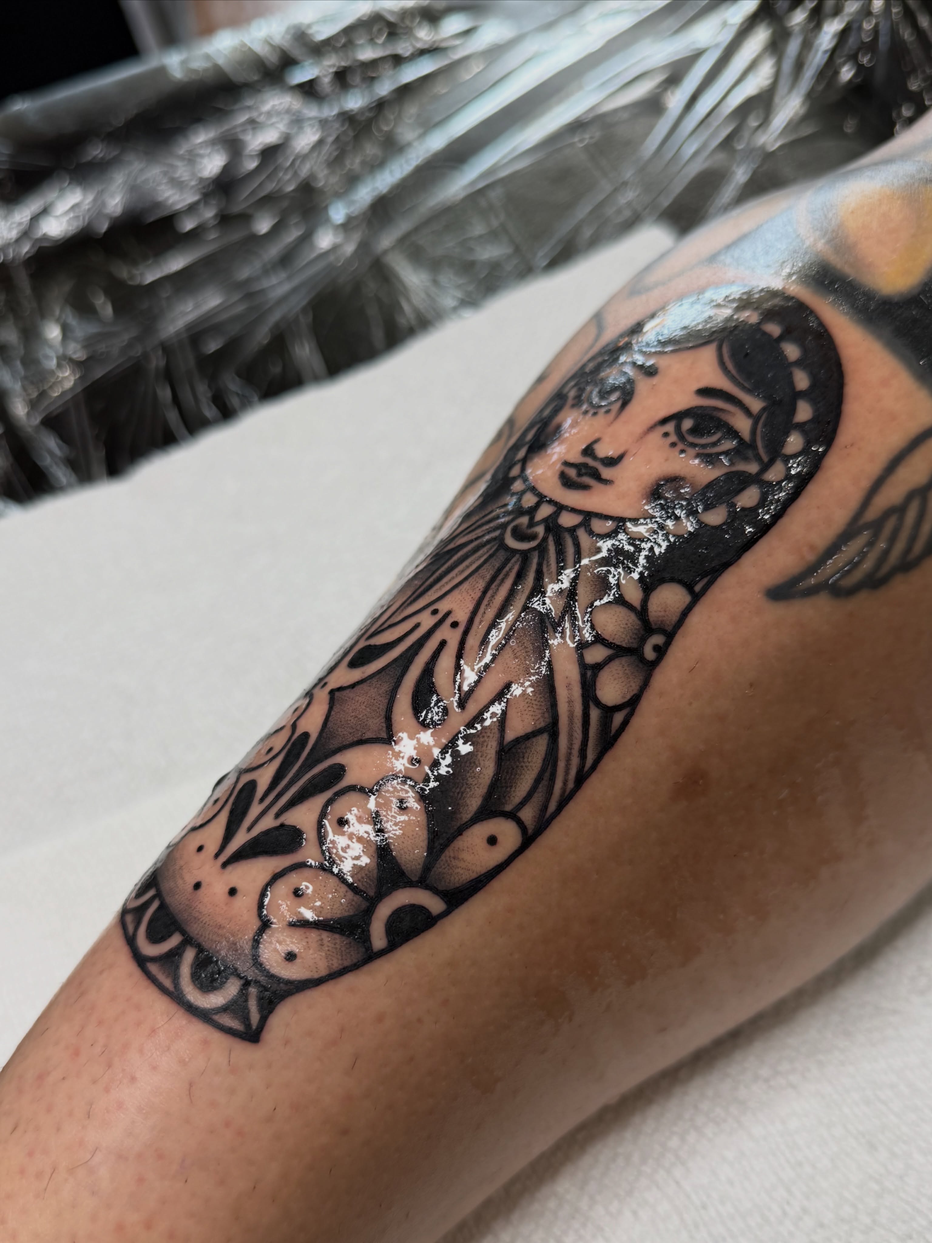 Tattoo by @logansightart — black_and_grey