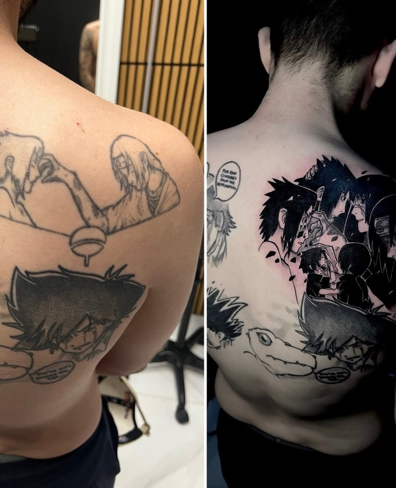 Anime characters anime tattoo on the back by David Carras-pol, Miramar, Florida