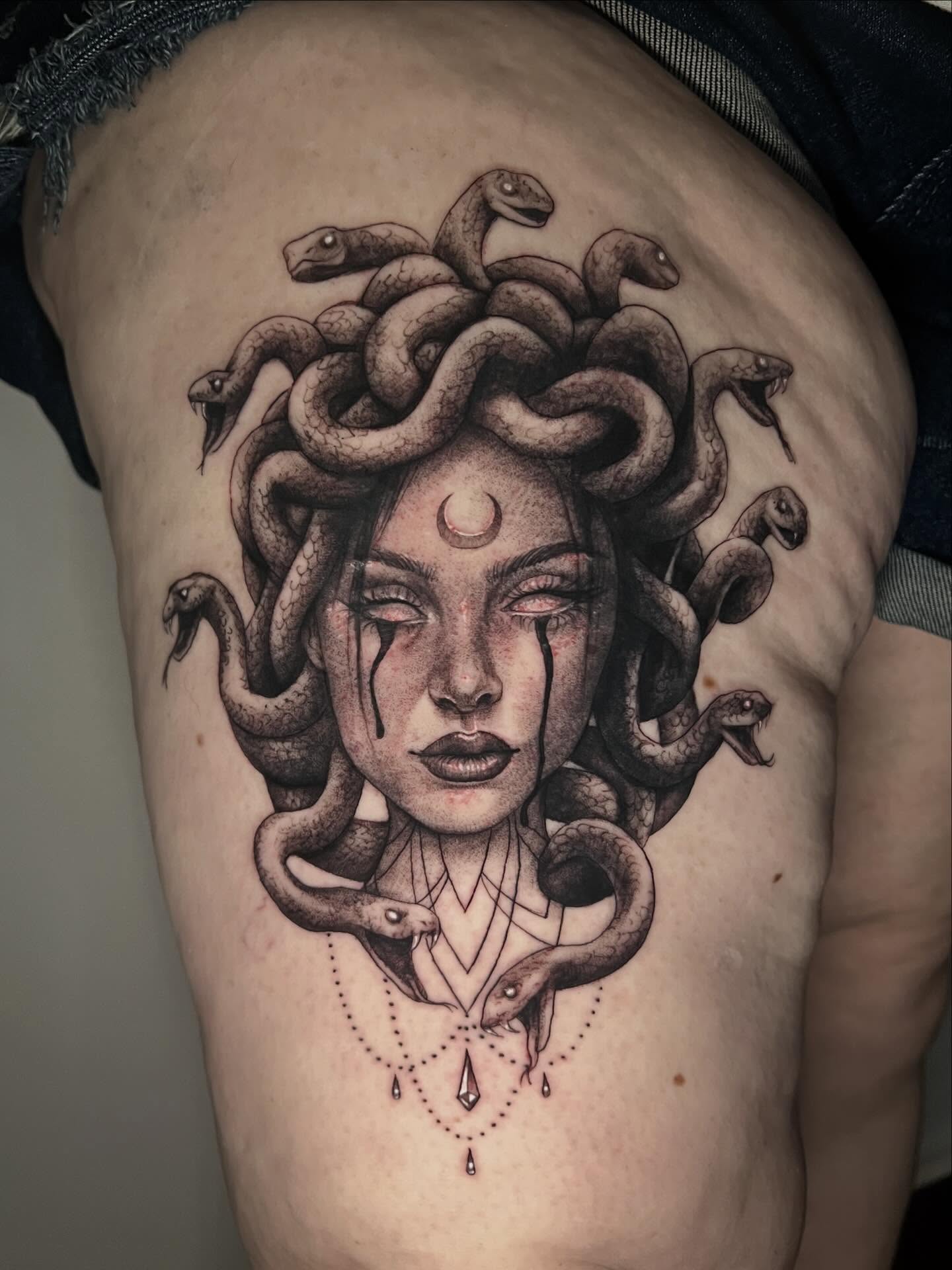 Tattoo by @gracef.tattoo — dotwork, realism