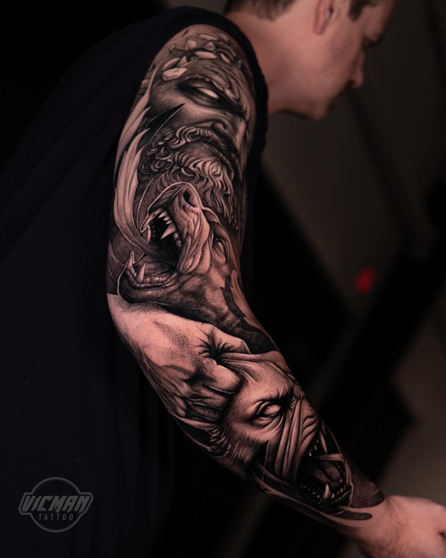 Tattoo by @vicmantattooartist — realism, dark_realism