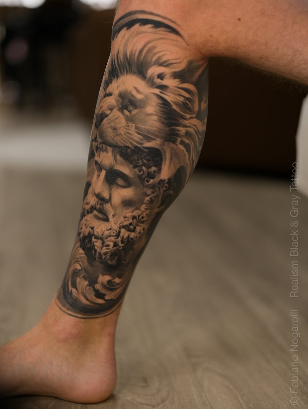 Tattoo by @nogarolli_tattoo — realism, black_and_grey