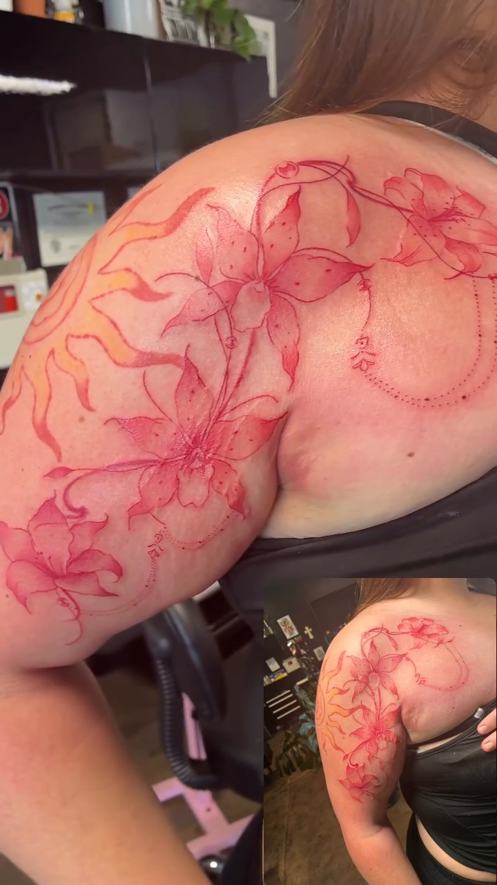 Tattoo by @kattatts_ โ fine_line, color