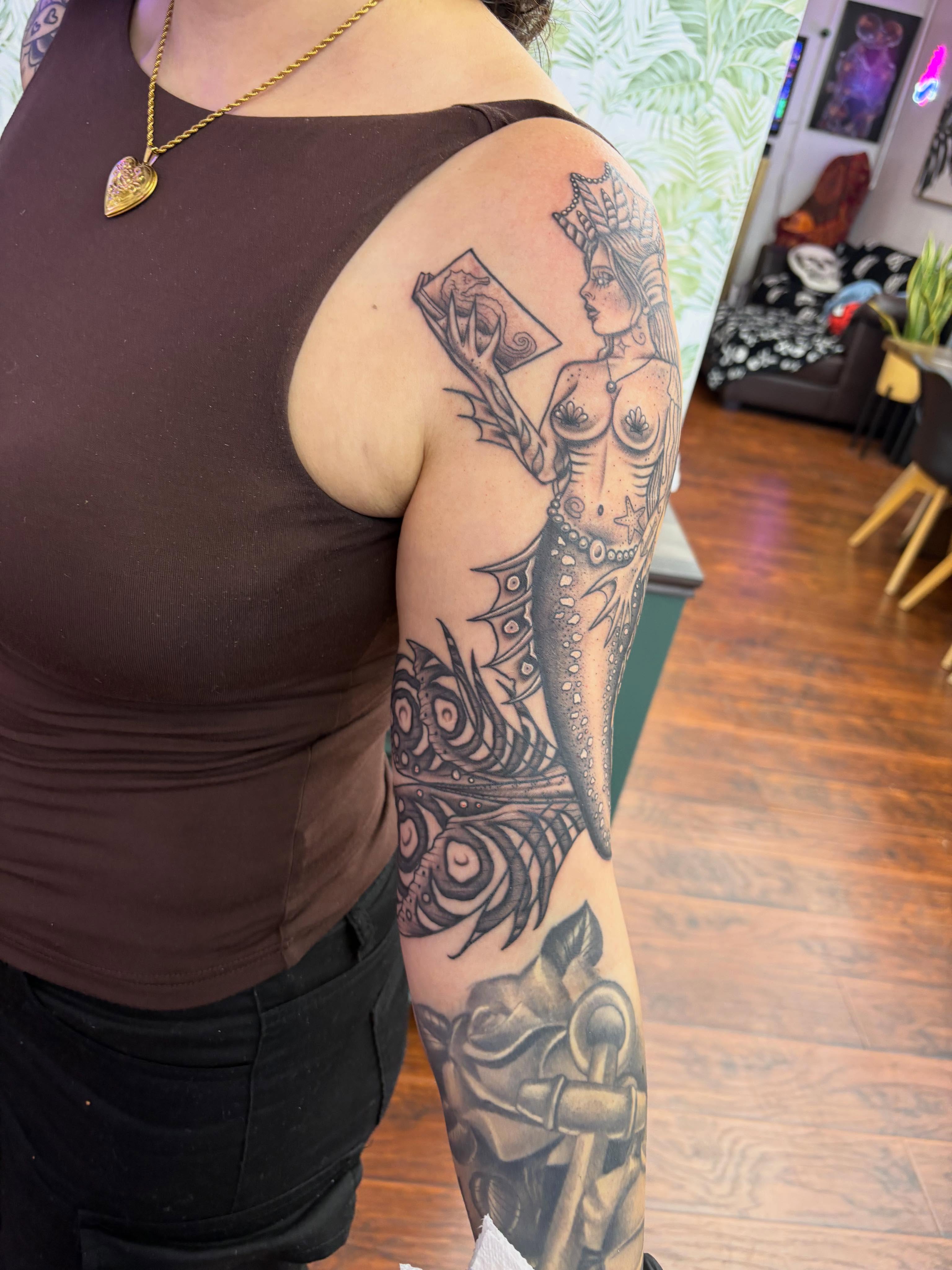 Tattoo by @skyecaliforniaink — black_and_grey, realism