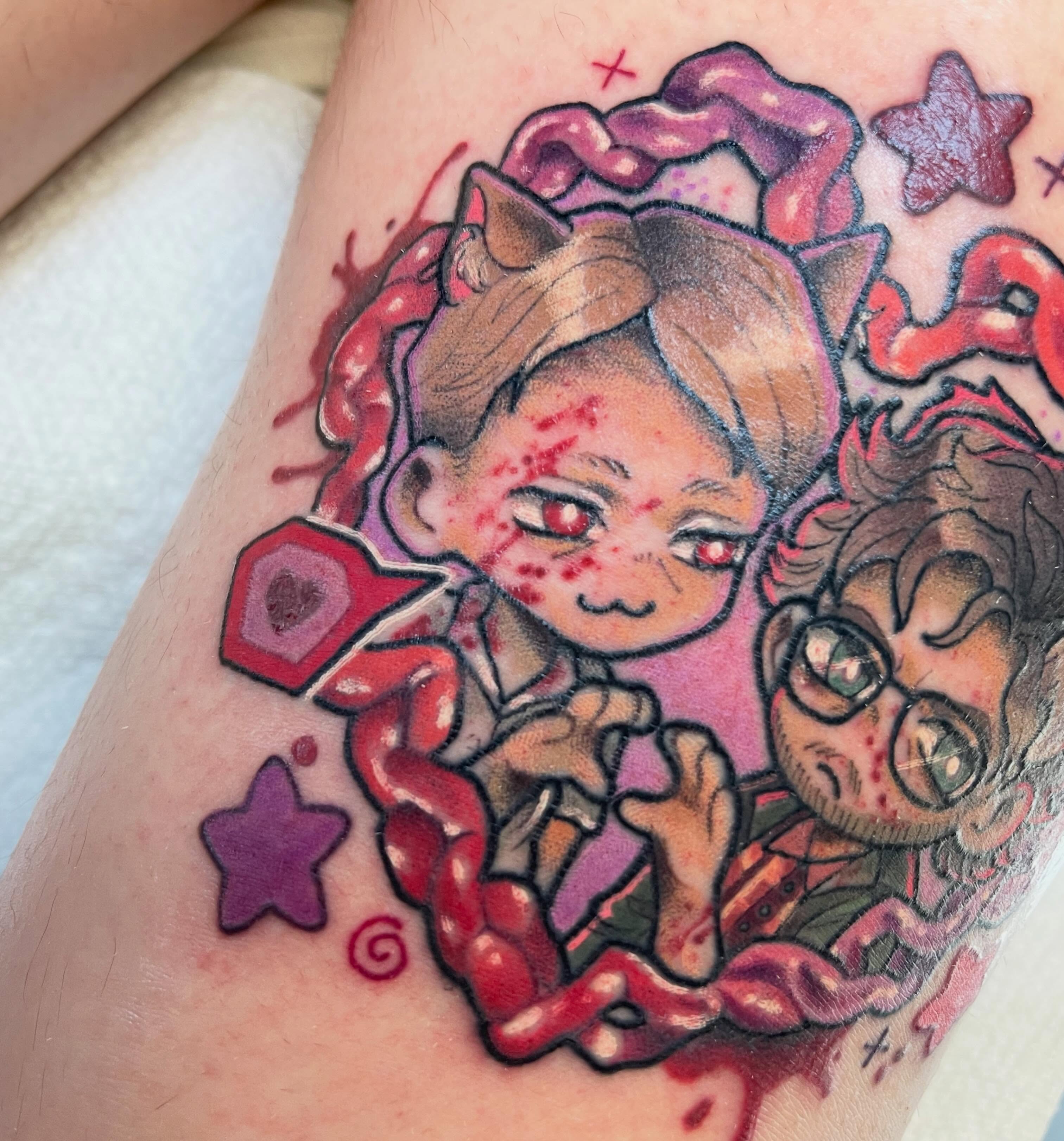 Tattoo by @nervatattoo — anime, dotwork