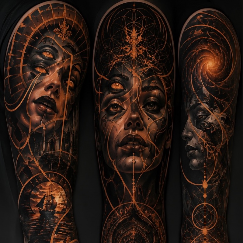 Surrealism tattoo on the forearm by Jose Calderon